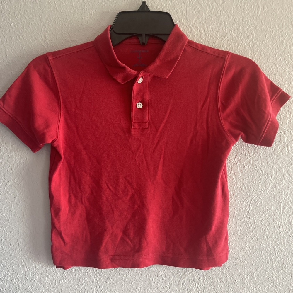 Lands' End Boys Short Sleeve Polo Red Size 5-6.